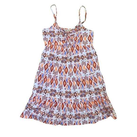 Western Print Sleeveless Short Dress Tribal Native Orange White Small Sundress - Picture 1 of 10